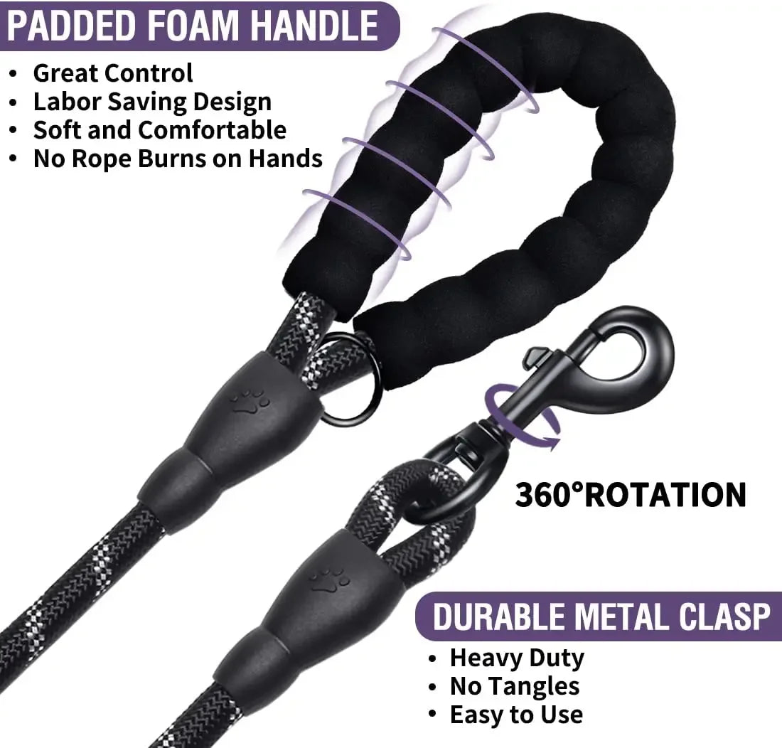 Heavy-Duty Reflective Dog Leash – Strong, Secure & Comfortable for Every Walk