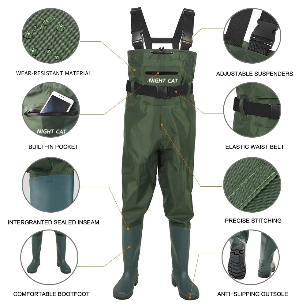 Outdoor Waterproof Chest Wader with Boots