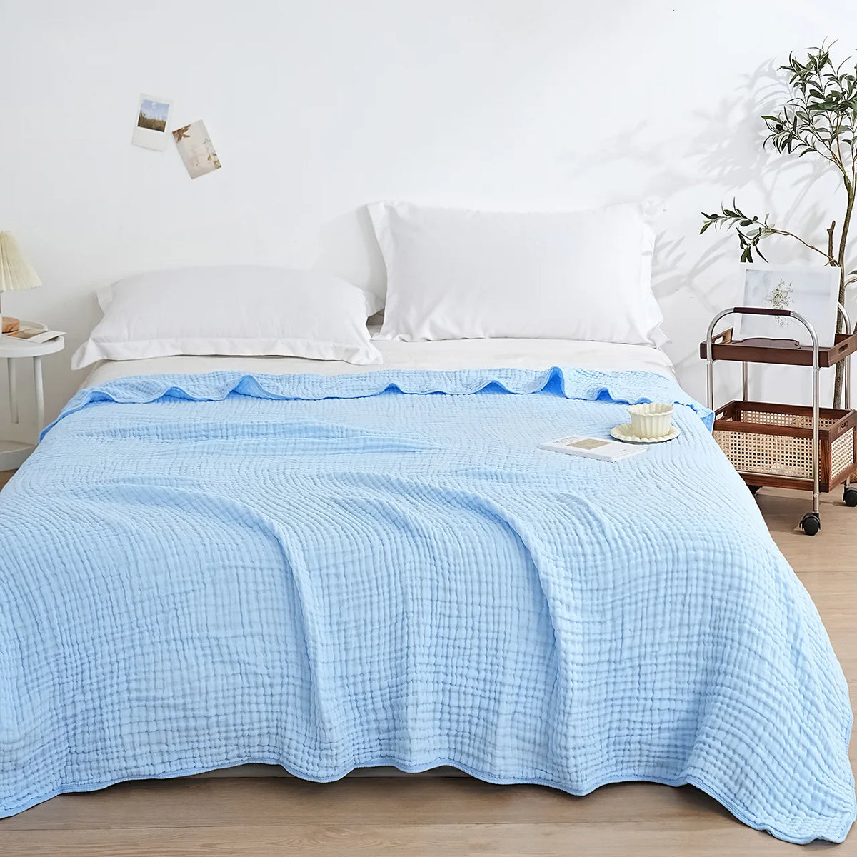 Woven cotton throw blanket