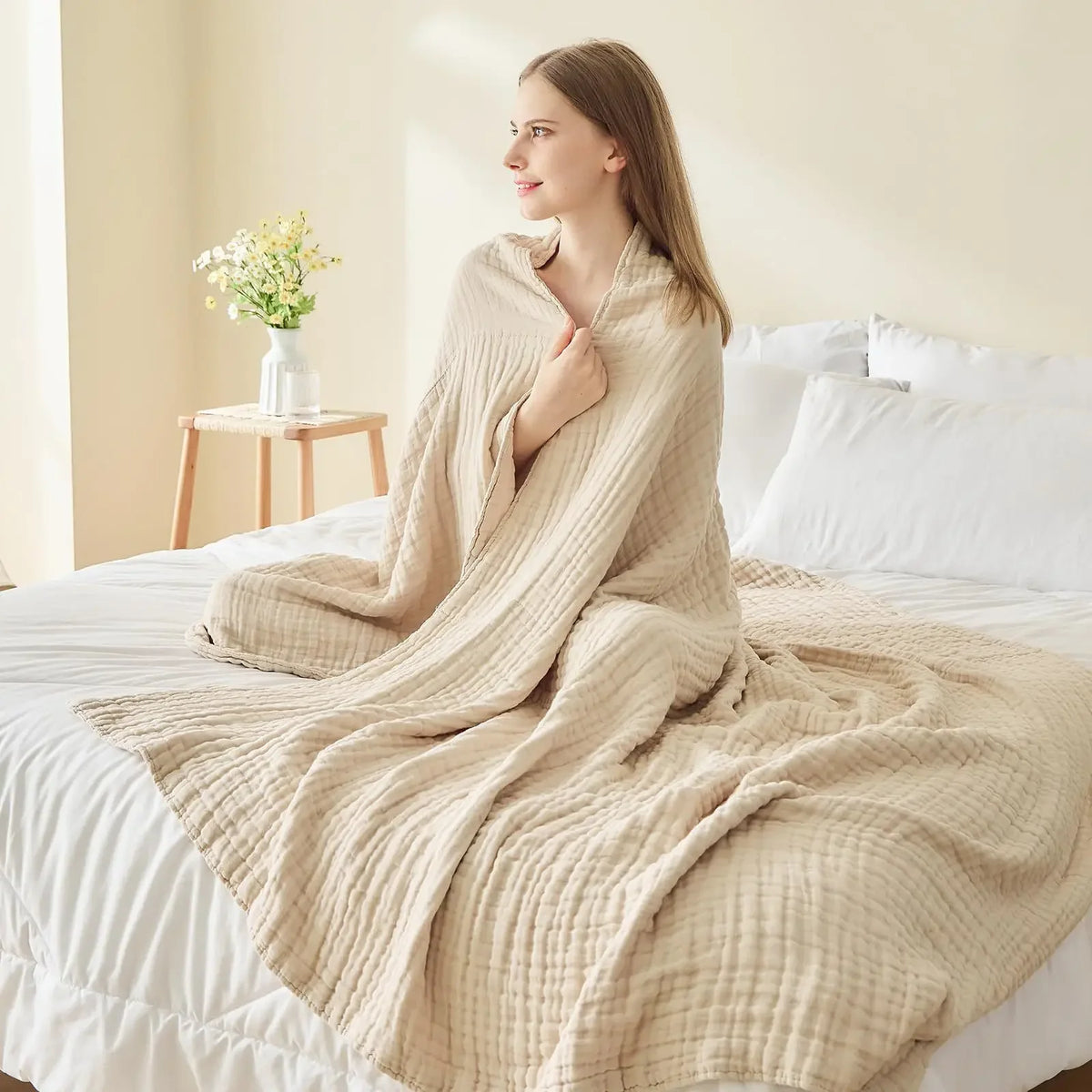 Woven cotton throw blanket