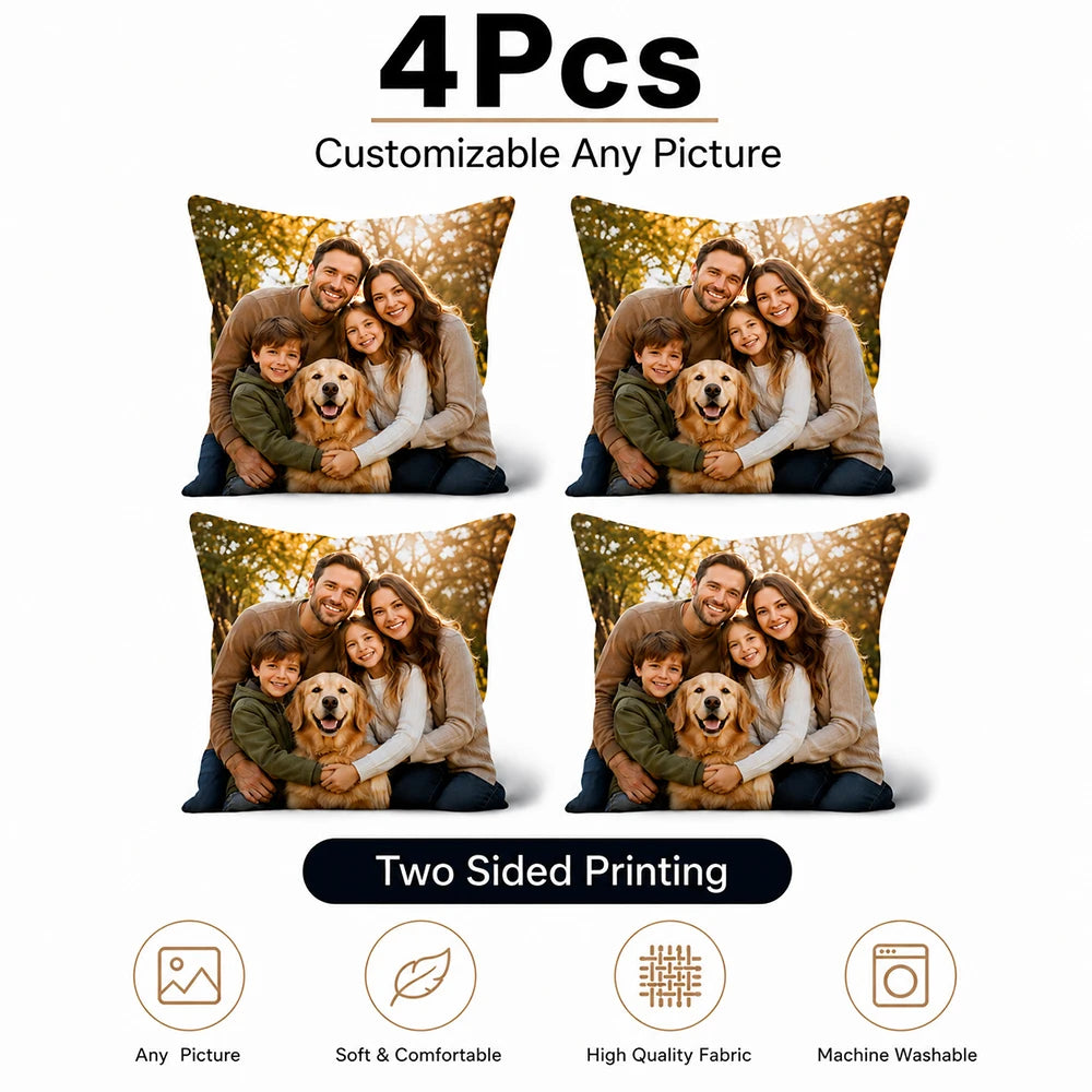 Personalized Family Pillow Cover 1/2/4Pcs
