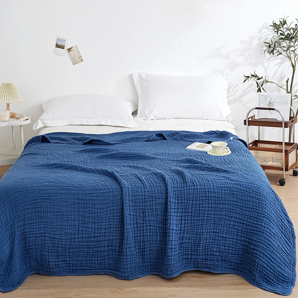 Woven cotton throw blanket