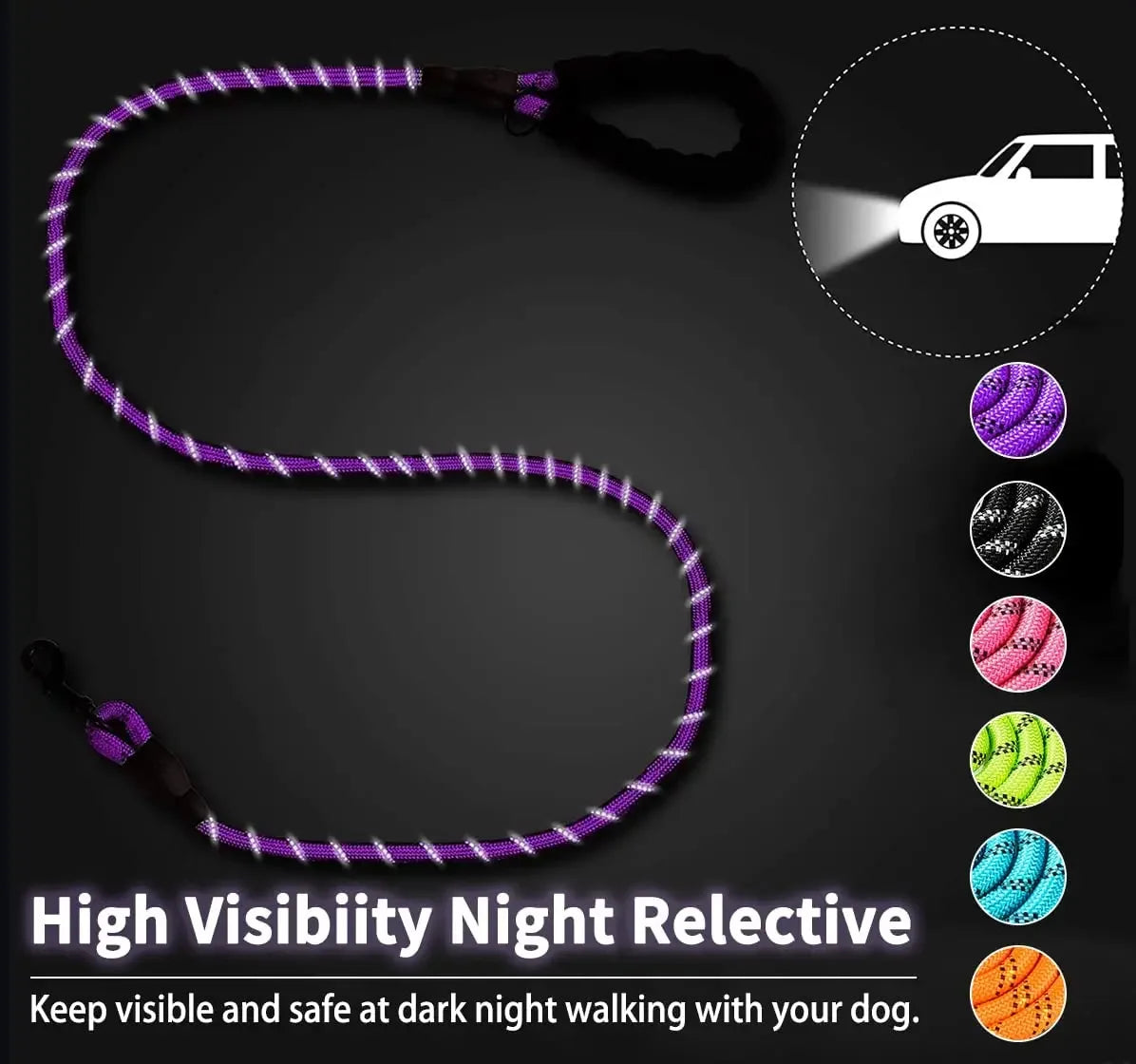 Heavy-Duty Reflective Dog Leash – Strong, Secure & Comfortable for Every Walk